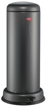 Wesco Big Baseboy Abfallsammler in der Farbe graphit matt, pulverbeschichtetes Stahlblech, 30 Liter Volumen, eingebauter Dämpfer, Metall-Fußtritt mit Gummitrittfläche