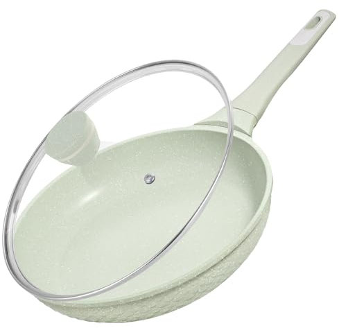 DYGG Antihaft Bratpfanne 26 cm mit Glasdeckel – 100% PFAS/PFOA Frei, Induktion für alle Herdarten (Gas, Ceran, Elektro), Granitbeschichtung für fettfreies Braten | Spülmaschinenfest