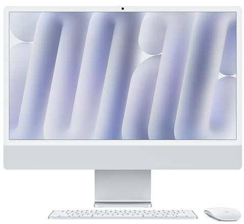 Apple iMac All-in-One Desktop-Computer mit M4 Chip mit 10 Core CPU und 10 Core GPU: 24 Retina Display, 16 GB gemeinsamer Arbeitsspeicher, 256 GB SSD Speicher, mit Zubehör, Nanotexturglas; Silber