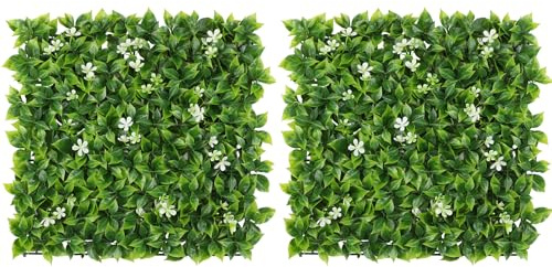 LUWENER 2 Pcs 50cm×50cm Artificial Mixed Foliage Wall Panels, Combine to 1m×0.5m, Floral Grass Living Wall, Backdrop Decor for Wedding Shop Salon Garden Balcony Indoor Outdoor