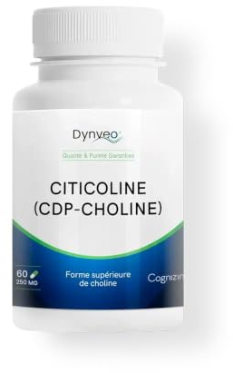 Citicoline Cognizin® : CDP Choline - Foie, Lipides & Homocystéine - Adaptée femmes enceintes et allaitantes - Forme brevetée biodisponible sans additifs - Vegan - 250 mg - 60 gélules (1 mois) - Dynveo