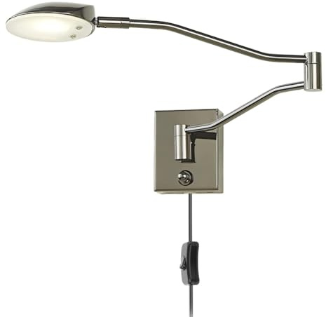 AoLa LED Wandleuchte Verstellbarer Lange Arm mit Schalter und Kabel, 9.5W Dimmbar Nachttischlampe Modern Wandlampe mit Stecker, Metall Wand Leselampe für Schlafzimmer Study, 4000K Warmweiß,Schwarz