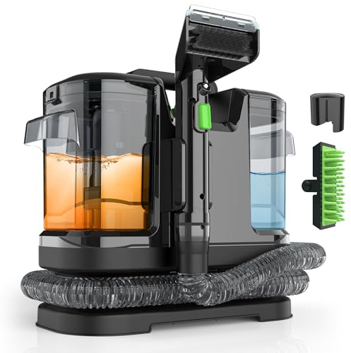 Polsterreiniger Gerät 12000PA, Waschsauger Teppichreiniger 450W, Fleckenreiniger Nasssauger für Teppich, Sofa, Vorleger, Polster, Treppen, Auto, 1800ML großer Wassertank (Schwarz)