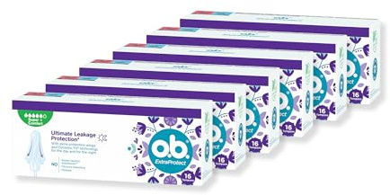 o.b. ExtraProtect Super Plus Tampons für sehr schwere Menstruationstage mit Dynamic Fit Technologie und zusätzlichen Schutzflügeln für ultimativen l Schutz vor Lecks (5 x 16 Stück)