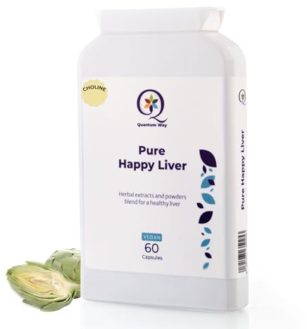 QW Pure Happy Liver Function Supplement with Choline, Biotin, Aged Black Garlic, Artichoke, Turmeric, N-Acetyl L-Cysteine & More for Digestion | 60 Vegan Friendly Capsules | Made in the UK