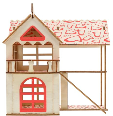 POPETPOP Maison en Bois à Double Paroi pour Hamster Escalier, Cabane à Hamster à Double Étage, Villa Compacte pour Petit Animal, Nid Confortable Sécurisé, Jeu D’intérieur pour Rongeurs