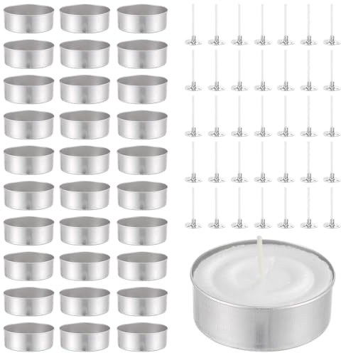 GAROZATION Set 150 Portacandele in Alluminio per Lumini 150 Stoppini in Cotone 25 CM Contenitori Resistenti al Calore per Candele Fai da Te per Casa Hotel e Ristoranti