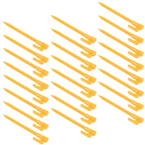 FOMIYES Estacas para Tiendas de Campaña y Toldos 24 Piezas Plástico ABS Amarillo, Resistente al Viento, para Uso en Exteriores y Acampadas