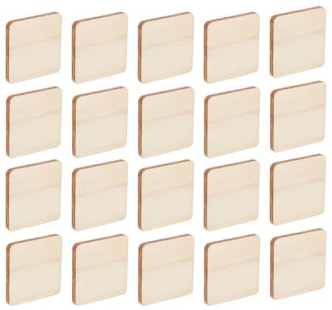 CALLARON 100pcs 2cm Wooden Cutouts DIY Wood Chips Hardwood Boards for Crafts Painting Drawing DIY Art Supplies