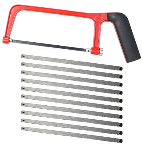 Hacksaw for Metal Cutting,Includes 10 Replaceable Blades,Heavy-Duty Mini Steel Saw with Adjustable Angle,Versatile Easy to Carry,Ideal for DIY Projects and Cutting Plastic,PVC Pipes,Tiles,Metal,Wood