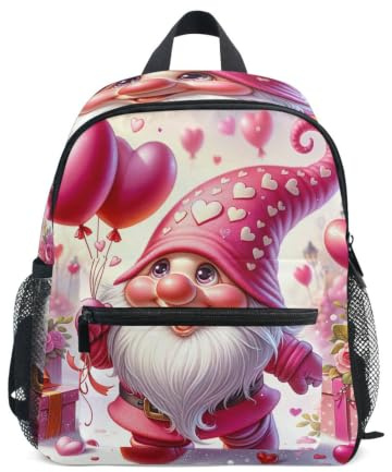 RPLIFE Mini sac à dos pour filles et garçons Motif nain de nain Rose, Nain mignon rose, Small, Sacs à dos cool imprimé football | Sacs à dos légers pour enfants de 3 à 8 ans avec étiquette nominative