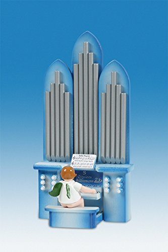 Rudolphs Schatzkiste Holzfigur Engel an der Orgel & Krone Höhe 6cm NEU Holzengel Instrument Seiffen Erzgebirge Figur Dekoration Holzfiguren Weihnachten Fensterschmuck Spielzeug Deko Weihnachtsfigur
