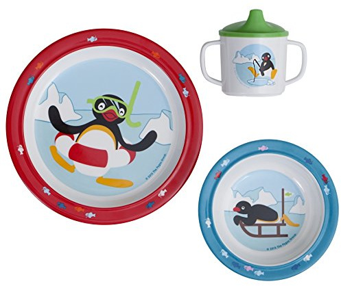 Kindergeschirr Pingu im Geschenkset, 3 teilig
