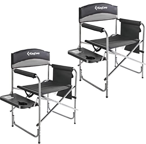 KingCamp 2-Pack Directors Camping Chair with Padded Folding Portable Seats, Black