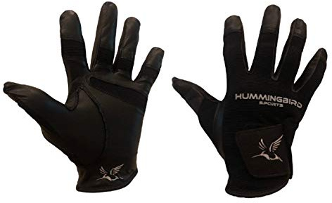 Hummingbird Sports Girls Genuine Leather Lacrosse, Field Hockey Gloves (Black, Large)