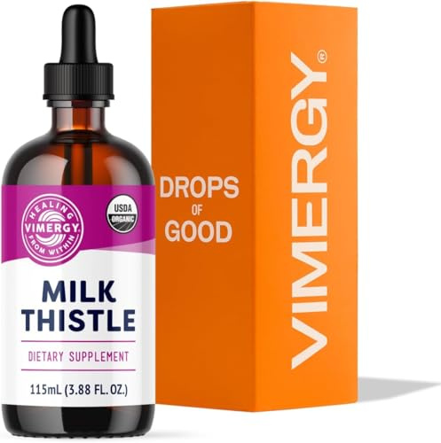 Vimergy Chardon Marie Liquide, 57 Portions – Gouttes de Chardon-Marie – Chardon-Marie Teinture à la Glycérite – Complément Végétalien – Sans Sucre ni Liant – Sans OGM et sans Gluten (115 ml)