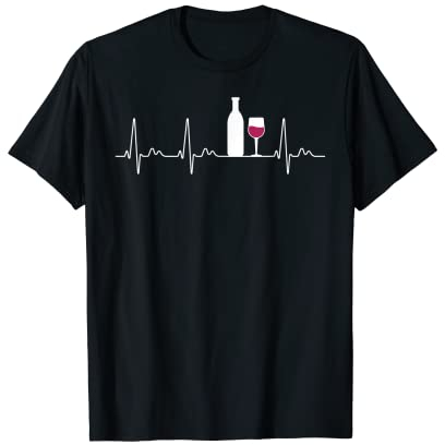 Glass Of Red Wine Drinking Wine Tasting Party Heartbeat EKG T-Shirt