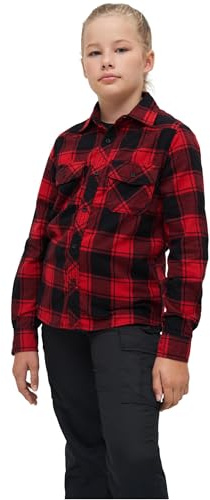 Brandit Kids Check Shirt Long Sleeve, Farbe: red/Black, Größe: L 146