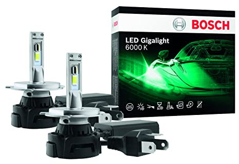 Bosch ~H4 LED Gigalight - faros delanteros para automóviles - 12 V 30 W, blanco frío 6000 K - juego de 2 bombillas LED - solo para uso todoterreno