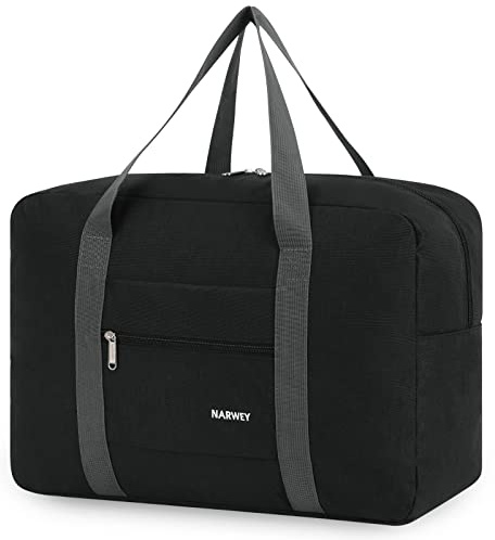 for Easyjet Airlines Cabin Bag 45x36x20 Underseat Foldable Travel Duffel Bag Holdall Tote Carry on Luggage Overnight for Women and Men 25L (Thick Series Black)