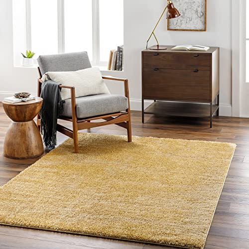 Livabliss Shaggy Berber - Flauschiger groß für Wohnzimmer, Esszimmer, Schlafzimmer, Langflor Hochflor e flauschig - 160x213 cm, Wohnzimmer in Gelb