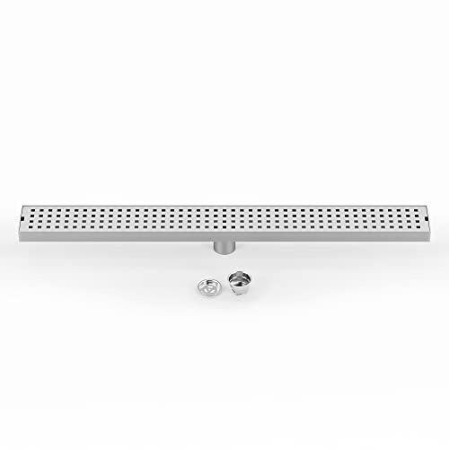 WOLFBIRD 70CM Canalina per doccia con sifone, canalina di scarico per il pavimento della doccia, Scarico Doccia a pavimento, Scarico Doccia con dispositivo deodorante e filtro per capelli