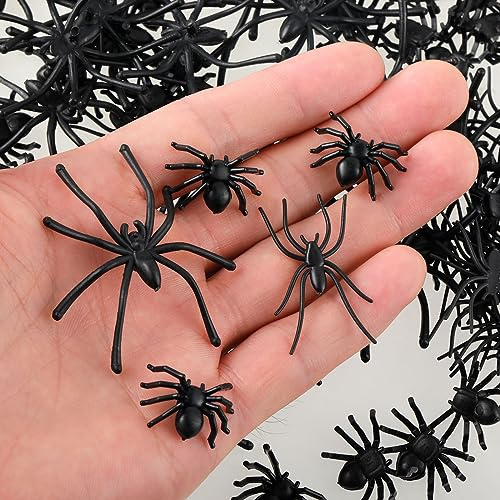 Bewudy 120 Pcs Arañas Realistas, 3 Tamaños Simulación Modelo Araña Salvaje, Plástico Araña Decoración Juguetes de Navidad Decoración de Navidad Regalos para Niños Fiesta los Inocentes Decoraciones