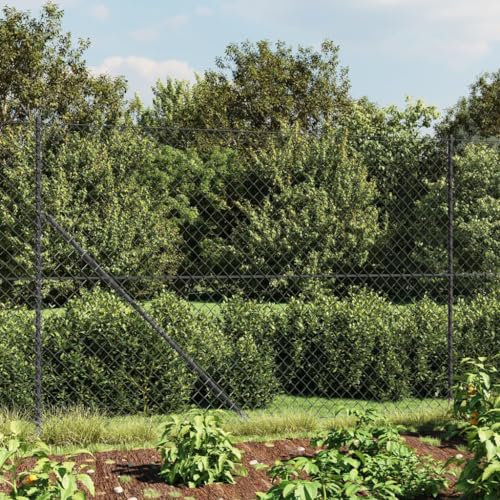Festnight Malla Metálica Galvanizada Valla Ovejas Ganadera Agrofence Malla de Alambre Valla De Jardín Valla de Salvaje Pesado Valla Forestal 1.6 x 25 m Gris Antracita-Type-2