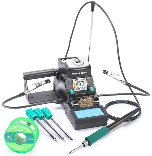 YIHUA 982-III Precision Soldering Station Kit C245-Compatible with 4 C245 Soldering Iron Tips, Lead-Free Solder Wire, Sleep Mode, Auto Standby, Tip Change Slots, Full-Color Display