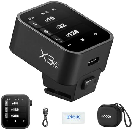 Godox X3C X3-C X3C Touchscreen TTL Wireless Flash Trigger for Canon Camera, 1/8000s High Speed HSS Trigger Transmitter, Built-in Battery with USB-C Charge(Upgrade Version of X2T-C/Xpro-C/XProII-C)
