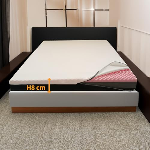 Comfy Line Topper aus Memory-Schaum und fester orthopädischer Topper, 8 cm hoch, für Einzelbett, 85 x 190 cm, Matratze mit abnehmbarem Bezug, doppelter Steifigkeit – Modell Optimma H8