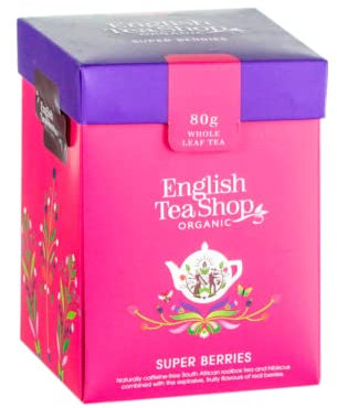 English Tea Shop® | Té de hierbas de frutos rojos orgánicos | Infusión de Bayas en Hojas - 80 Gr | Té de hierbas a granel con hojas enteras.