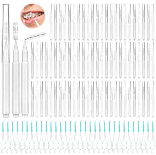Lezmarket Interdentalbürsten für Zahnspangen, weiche und biegbare Zahnbürste für kieferorthopädische Zahnspangen, Zahnspangenreiniger, Zahnstocher, Zahnseide, Bürsten für Zähne, Weiß, 300 Stück