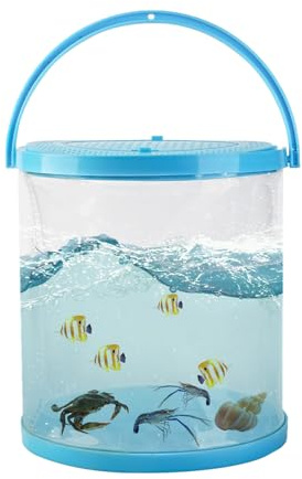 Foldable Small Aquarium, Portable Fish Tank, Fish Transport Container, Plasitc Fish Bowl, Beginner Tank, Great Concept for Catching and Release Critters, Beach, Pool and Lake