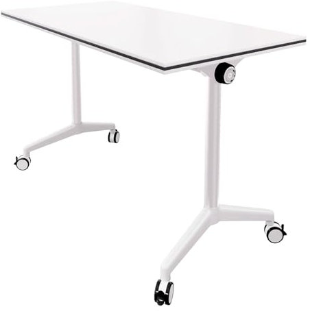 Klappbarer Konferenztisch Moderner Mobiler Schulungstisch Mit Rollen, Weiße Faltbare Seminar-Besprechungstische für Büro Besprechungs Konferenzraum(120 * 40 * 75CM)