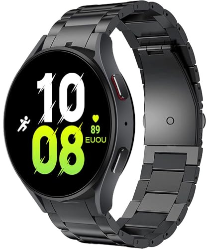 Synsing 26 mm titan metallarmband för Galaxy Watch 6 Classic Band 47 mm 43 mm/Watch 5 Pro 45 mm/Watch 4 Classic, 20 mm No Gap titanarmband, kompatibelt med Samsung Galaxy Watch 7/6/5/4/FE 44 mm 40 mm,