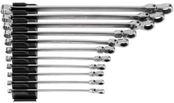 TEKTON Long Fixed/Flex Head 12-Point Ratcheting Box End Wrench Set with Modular Organizers, 11-Piece (1/4-3/4 in.) | WRB95301