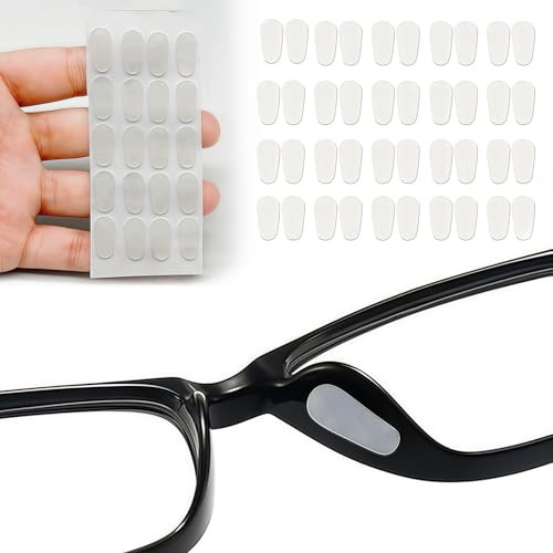 20 Paare Silikon Nasenpads, Brillen Nasenpads, Rutschfeste Selbstklebende Nasenpads, Anti-Rutsch-Nasenpads für Brillen und Sonnenbrillen, Brille Zubehör, Adhesive Nasenpads Brillen Pads (Transparent)