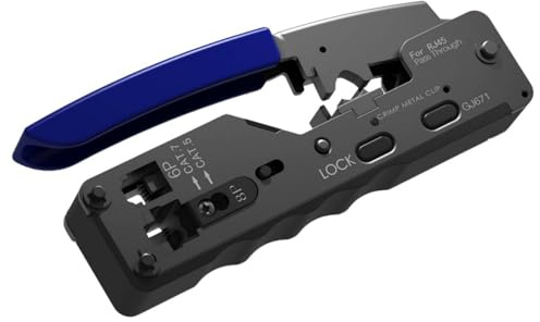 Area illumina Pinza de crimpar RJ45 RJ11, compatible con Cat 7/6A/6/5E/5, estándar 8P8C/6P6C/6P4C, con pelador de cables