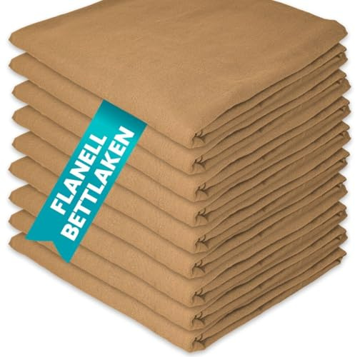 Flanell Bettlaken 90x200 cm Graubraun Baumwolle ohne Gummizug | Glatte Betttuch 100 % Baumwolle Atmungsaktiv, Waschbar & pflegeleicht. Hotel Laken flauschig ohne Spanngummi