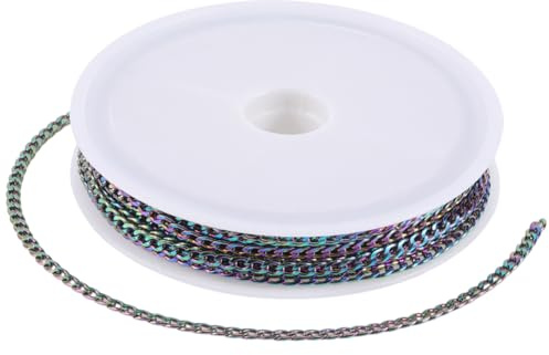 SUNNYCLUE 16.4 Fuß/5 m 3mm Panzerketten Aus Edelstahl Regenbogenfarbene Kette Metall Drehkabel Verlängerungsrolle Mit Kunststoffspule Für Die Schmuckherstellung Halsketten Armbänder DIY Bastelzubehör