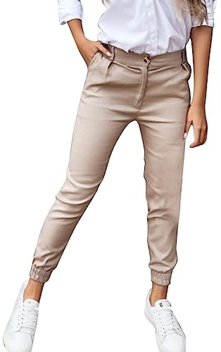 Chino Damen Hose Stretch mit Gürtel Stoffhose Damen elegant lang