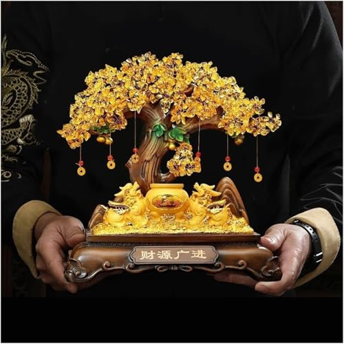 WACEH Ornaments Ornamente Ornamente Skulptur Geldbaum Ornamente, Fengshui -Statue für Wohlstand und Glück, Glücksymbol Skulptur, Harz -Desktop -Ornament für Home Office Feng Shui Ornamente (kleine)