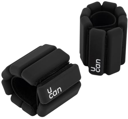 U Can - Par fotleds- och/eller handledsvikter i silikon, på 5 kg, 1 kg, 2,5 kg, hemträning, minimalistiska, bekväma, snygga, minimalistiska, svarta, rosa, blå och grå (svart, 1 kg)