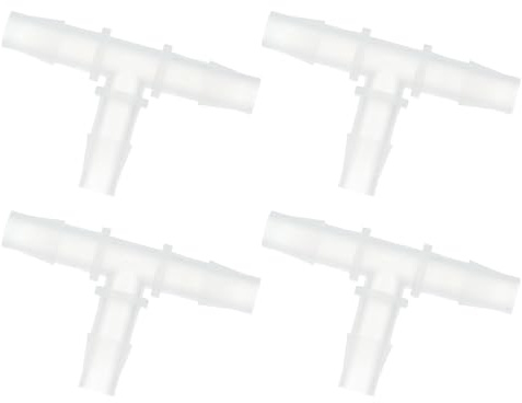 QUARKZMAN Conector De Manguera De 3/8, 4 Pz Conexión En T De Púas Iguales De 3 Vías, Unión De Empalme Y Adaptador De Plástico para Tuberías De Aire, Combustible, Líquidos Y Gas En Hogares