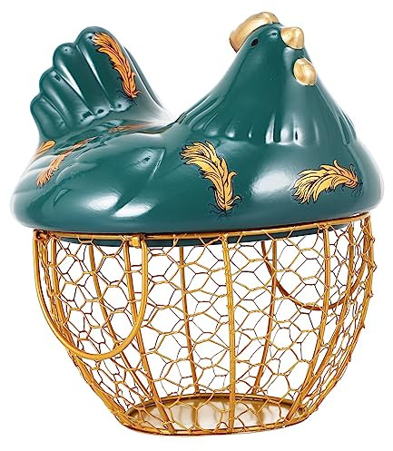 KOCKSHION Cesta De Hierro Forjado Vintage Organizador De Cocina Cesta para Huevos y Gallinas