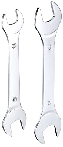 QUARKZMAN 2 Stück Doppel Maulschlüssel Set 14×15/17×19mm Metrisch Schraubenschlüssel Gabelschlüssel Superdünner Kleiner Flachkopf-Schlüssel Spiegelglanz Offener Ringschlüssel für Reparatur