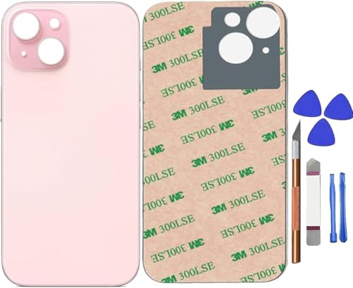 Sostituzione del coperchio del vetro posteriore 15 per iPhone 15 Sostituzione del vetro posteriore posteriore da 6,1 '' con kit di strumenti di riparazione (Rosa)