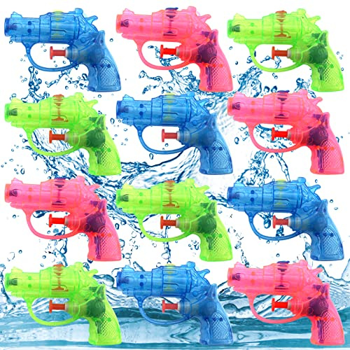 Lets Joy Pistolet à Eau pour Enfants, 12 Pièces Jouet Pistolet à Eau, Jouet d'Eté Pistolet à Eau, Mini Jouet Pistolet à Eau, Transparent Fusils à Eau, Cadeaux pour Enfants Piscine Plage Jardin (A)