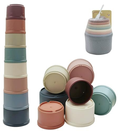 LAIVIYA Cubes empilables pour bébés, 8 pièces Jouets Empilables, Jouets empilables en Forme de Tasses, Tasses empilables pour bébés et Jeunes
